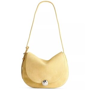 New! Madewell The Dakota Saddle Bag in Leather Suede Iced Lemon